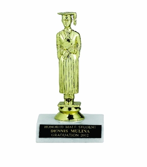 GRADUATE MALE TROPHY, 5-1/2 INCH, WHITE MARBLE BASE