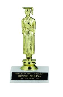 GRADUATE MALE TROPHY, 5-1/2 INCH, WHITE MARBLE BASE