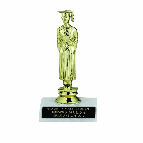 GRADUATE MALE TROPHY, 5-1/2 INCH, WHITE MARBLE BASE