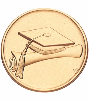 2-Inch in Diameter Round Metal Graduation Themed Stamped Insert in Gold