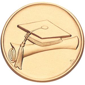 2-Inch in Diameter Round Metal Graduation Themed Stamped Insert in Gold
