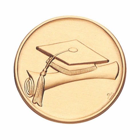 2-Inch in Diameter Round Metal Graduation Themed Stamped Insert in Gold