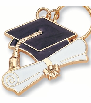 GRADUATION ENAMELED KEYRING, BAGGED