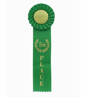 GREEN RIBBON, ROSETTE 5TH PLACE 2 INCH  MYLAR