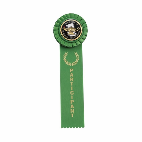 GREEN RIBBON, ROSETTE PARTICIPANT, 2 INCH  MYLAR