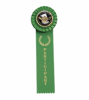 GREEN RIBBON, ROSETTE PARTICIPANT, 2 INCH  MYLAR