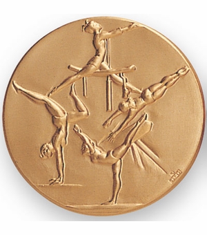 2-Inch in Diameter Round Metal Womens Gymnastics Themed Stamped Insert in Multiple Colors