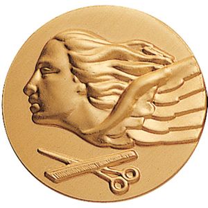 2-Inch in Diameter Round Metal Hairstylists Stamped Insert in Gold
