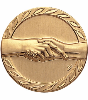 2 INCH HANDSHAKE STAMPED MEDALLION INSERT