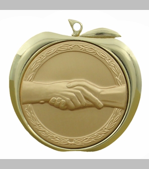 HANDSHAKE APPLE MEDAL - GOLD, SILVER OR BRONZE