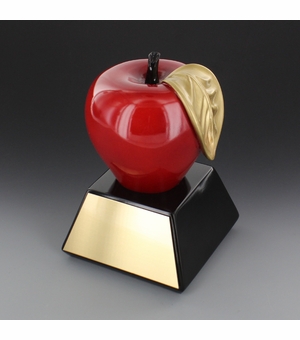 HIGH GLOSS RESIN PAINTED RED & GOLD APPLE TROPHY