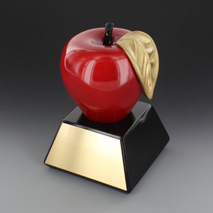 HIGH GLOSS RESIN PAINTED RED & GOLD APPLE TROPHY