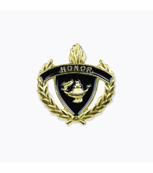 1-Inch in Height Gold Wreathed Lamp of Learning 'Honor' Pin
