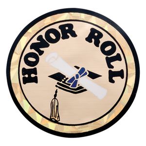 2 Inch in Diameter Round Honor Roll Themed Insert with Mylar Detailing