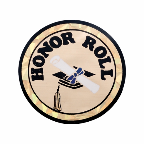 2 Inch in Diameter Round Honor Roll Themed Insert with Mylar Detailing