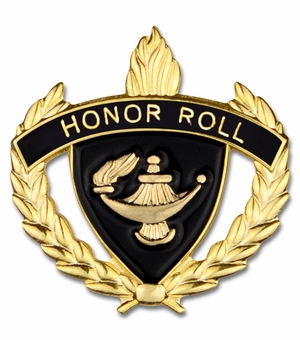 1-Inch in Height Gold Wreathed Lamp of Learning 'Honor Roll' Pin