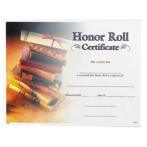 HONOR ROLL CERTIFICATE