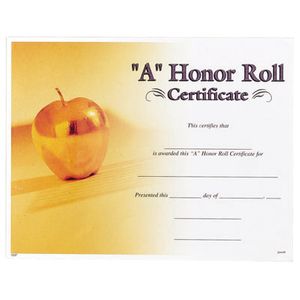 HONOR ROLL CERTIFICATE