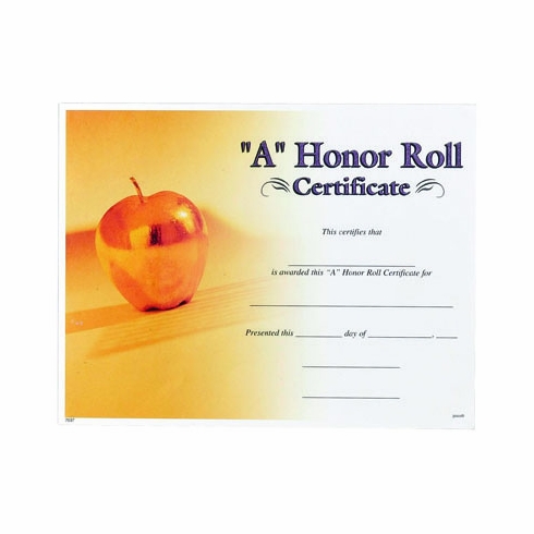 HONOR ROLL CERTIFICATE