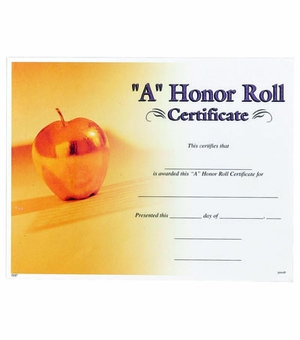 HONOR ROLL CERTIFICATE