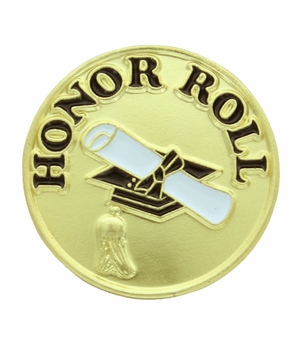 3/4 Inch in Diameter Die-Struck Enameled Gold Plated 'Honor Roll' Pin