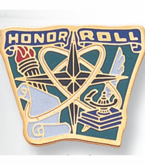 3/4 Inch in Height Enameled 'Honor Roll' Pin in Gold