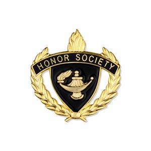 1 INCH WREATH WITH LAMP OF LEARNING HONOR SOCIETY LAPEL PIN