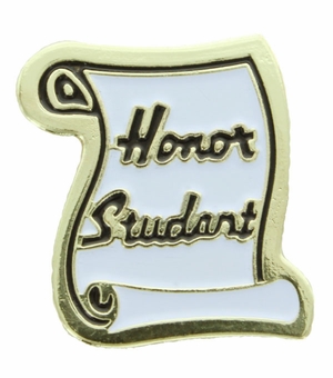 3/4 Inch in Height Enameled 'Honor Student' Pin in Gold