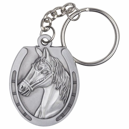HORSE HEAD ANTIQUE PEWTER FINISH KEY CHAIN