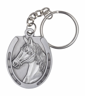 HORSE HEAD ANTIQUE PEWTER FINISH KEY CHAIN