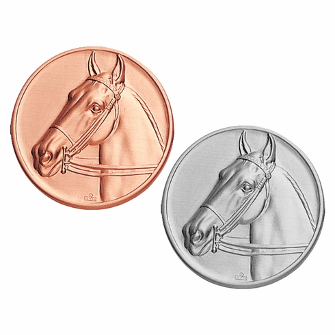 2-Inch in Diameter Round Metal Horse Themed Stamped Insert in Multiple Colors