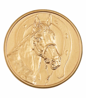 2-Inch in Diameter Round Stamped Metal Horse Themed Insert in Multiple Colors