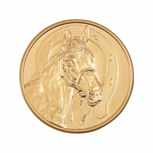 2-Inch in Diameter Round Stamped Metal Horse Themed Insert in Multiple Colors