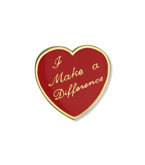 5/8 Inch in Height Etched Enameled Gold Heart Pin in Clear Epoxy