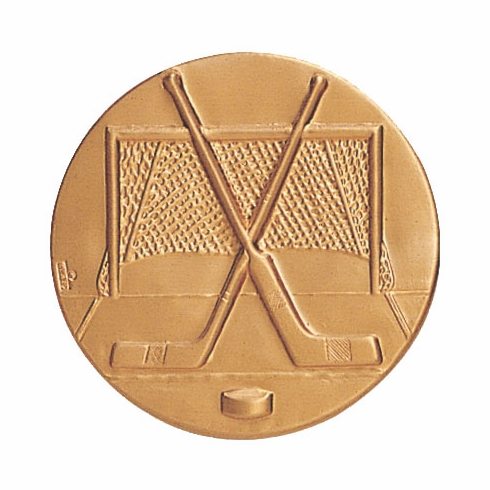 2-Inch in Diameter Round Metal Ice Hockey Themed Stamped Insert in Multiple Colors