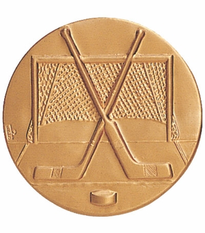 2-Inch in Diameter Round Metal Ice Hockey Themed Stamped Insert in Multiple Colors