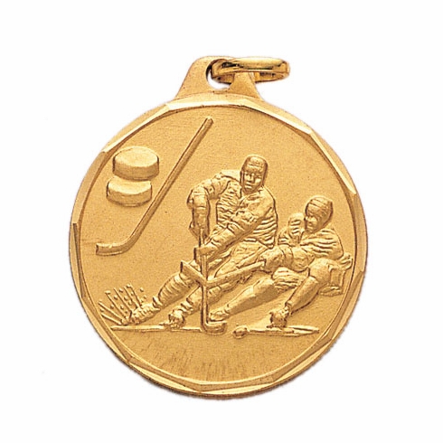 1-1/4 Inch Die-Struck Mens Ice Hockey Medal in Gold, Silver, or Bronze