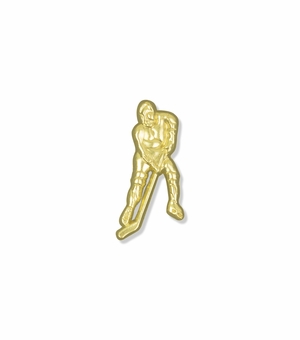 ICE HOCKEY PLAYER CHENILLE PIN GOLD