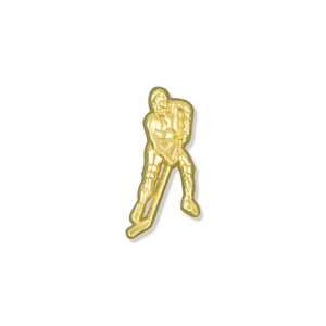 ICE HOCKEY PLAYER CHENILLE PIN GOLD