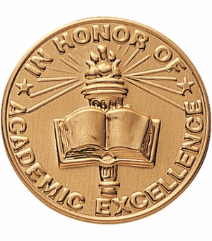 2-Inch in Diameter Round Stamped Metal Achievement Excellence Insert in Gold