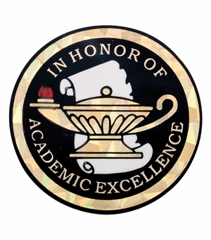 2 Inch in Diameter Round Academic Excellence Insert with Mylar Detailing