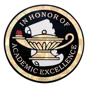 2 Inch in Diameter Round Academic Excellence Insert with Mylar Detailing