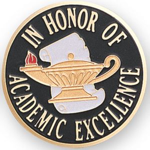2-Inch in Diameter Round Etched-Enameled Metal 'In Honor of Academic Excellence' Medallion Insert in Gold with Peel-and-Stick Back