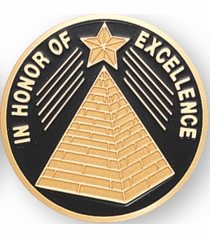 2-Inch in Diameter Round Etched-Enameled Metal 'In Honor of Excellence' Medallion Insert in Gold with Peel-and-Stick Back