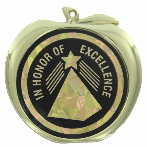 2-1/2 Inch Excellence Award Themed Apple Medal in Gold