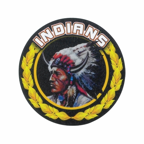 2 Inch in Diameter Round 'Indians' Styled Gold and Mylar Sports Insert