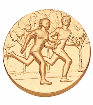2-Inch in Diameter Round Metal Running Themed Stamped Insert in Multiple Colors