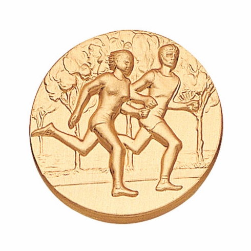 2-Inch in Diameter Round Metal Running Themed Stamped Insert in Multiple Colors