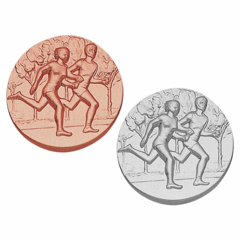 2-Inch in Diameter Round Metal Running Themed Stamped Insert in Multiple Colors