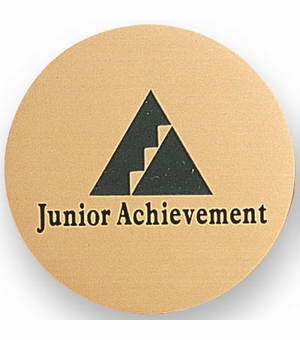 2-Inch in Diameter Round Etched-Enameled Metal Junior Achievement Medallion Insert in Gold with Peel-and-Stick Back